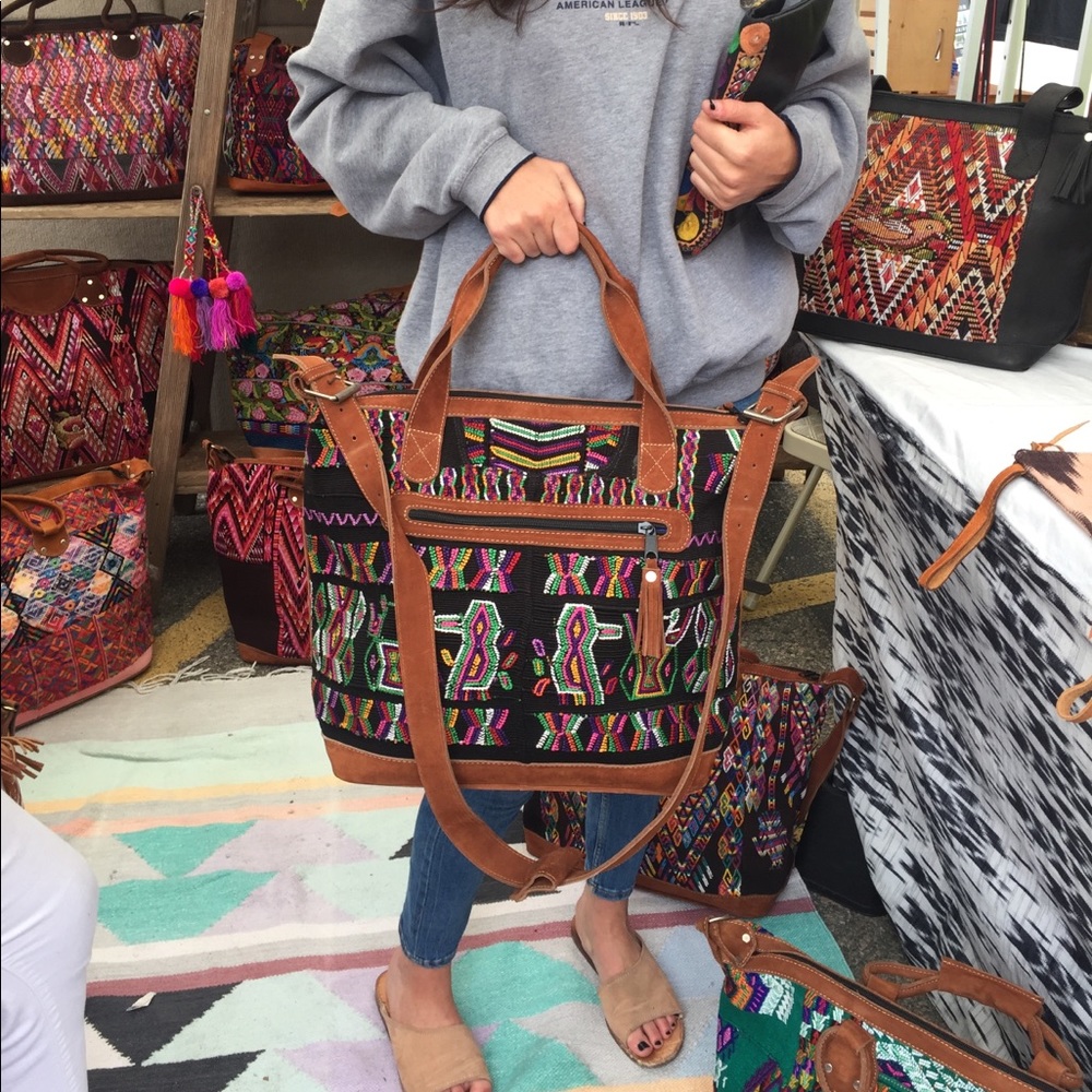 Bnwt huipil bag hand woven black tribal overnight